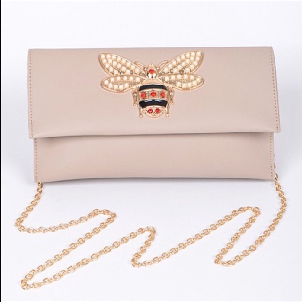 IVORY BEE DETAIL CLUTCH BAG - Picture 2 of 8
